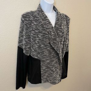 Jessica Simpson zip up jacket, knit. Black and white two toned size large